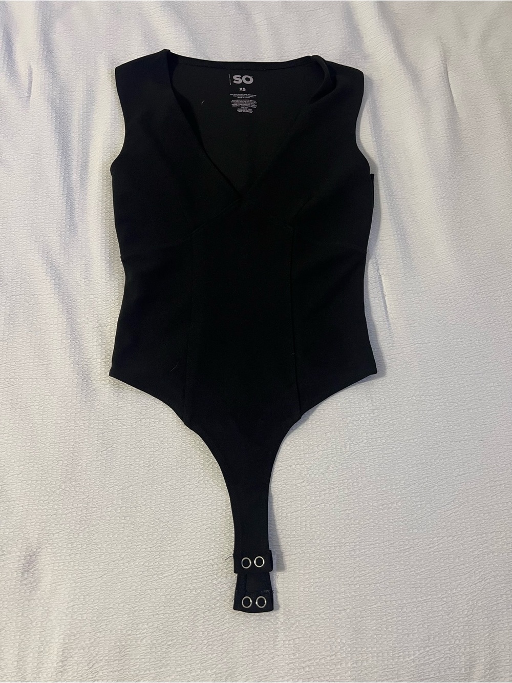 SO Black Sleeveless V-Neck One-Piece Bodysuit for Kids